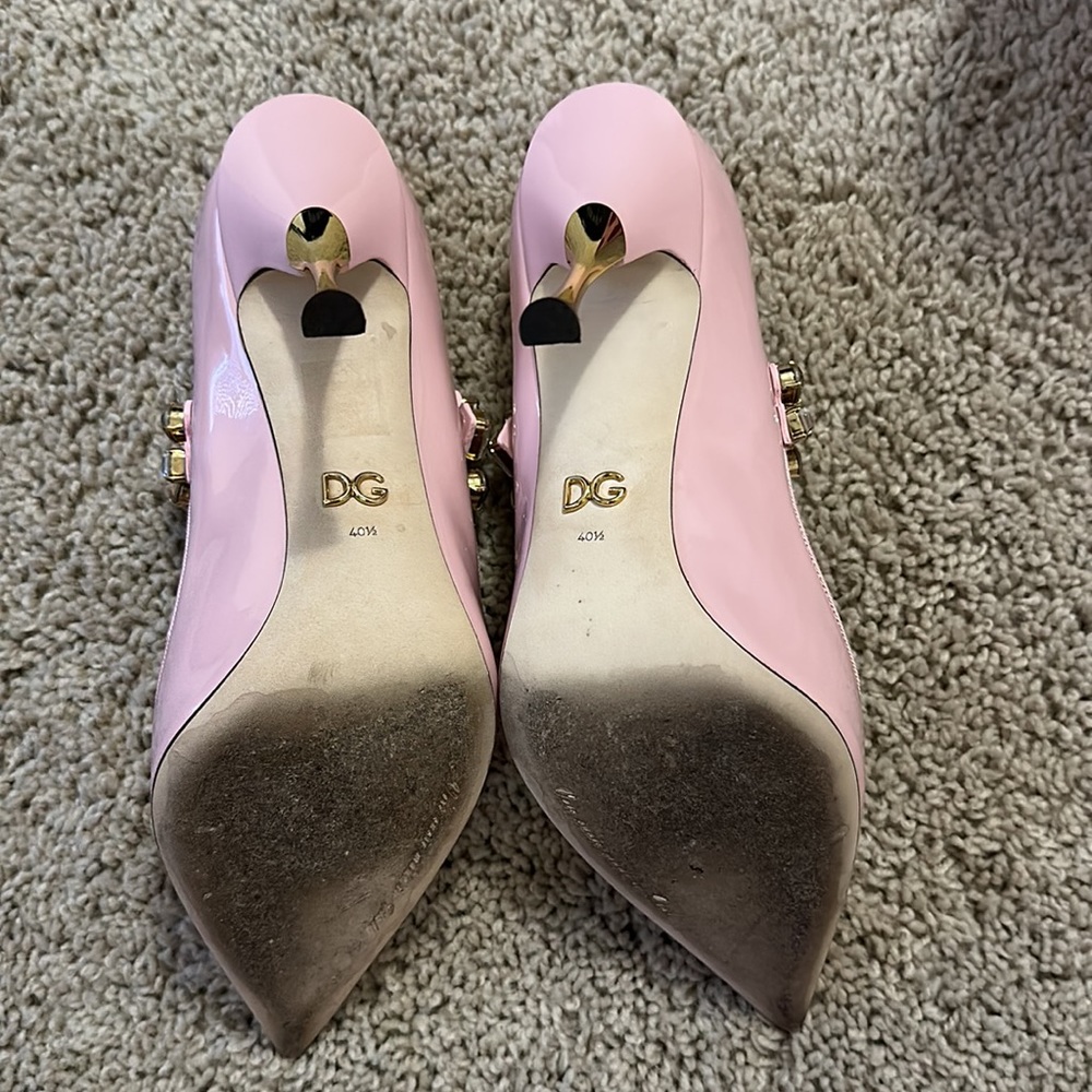 Dolce & Gabbana Patent Leather Crystal Pumps Gold Heel 40 1/2 EU Barbie - Picture 5 of 10